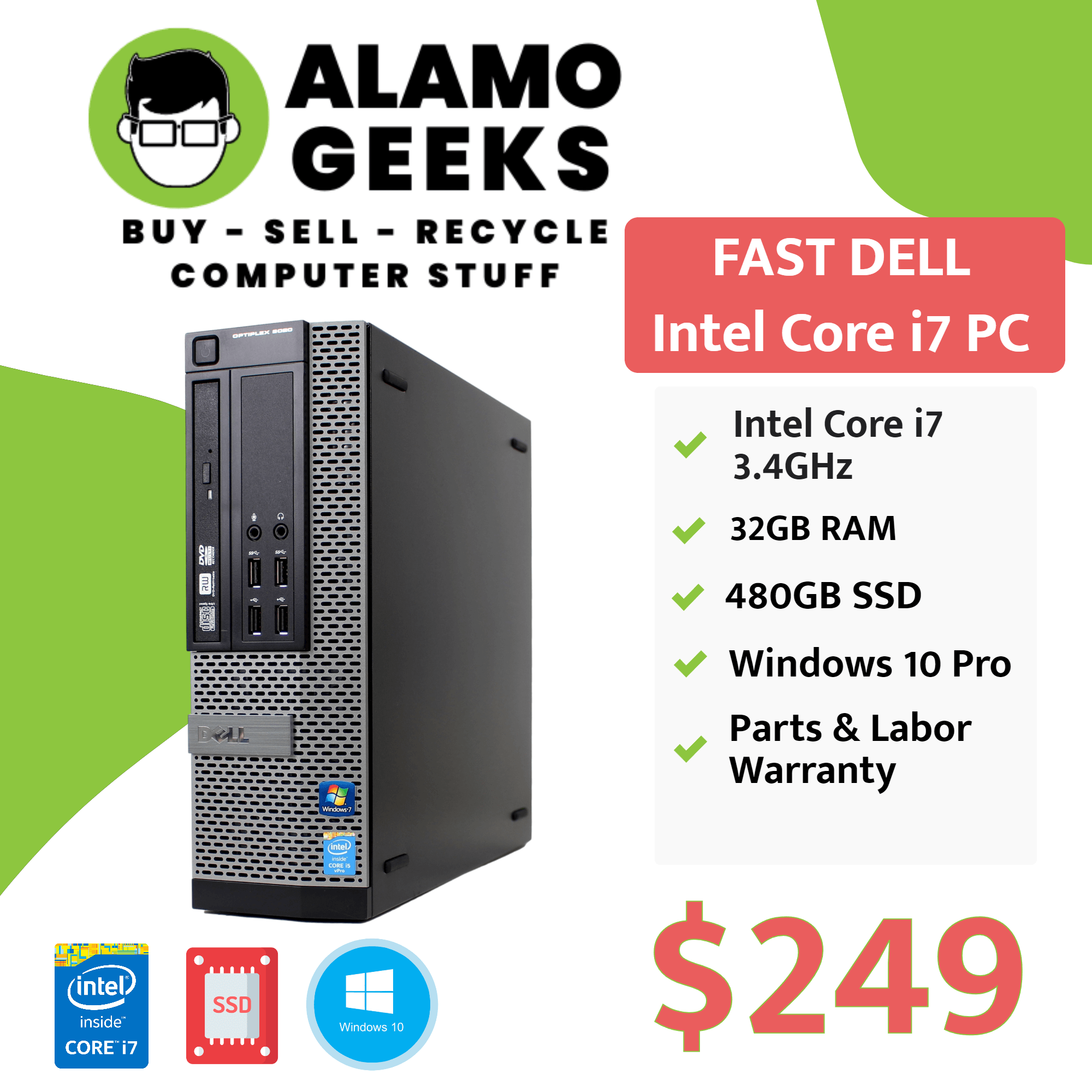 Buy Dell Optiplex 9020 SFF PC - Intel Core I7-4770 3.4GHz | 32GB