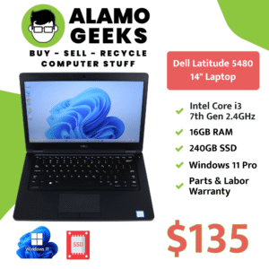 Dell Latitude 5480 14" Laptop - Intel Core i3-7100u 2.4GHz | 16GB | 240GB SSD | WIN 11 PRO