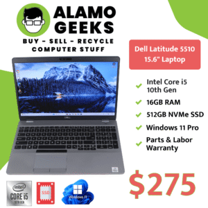 Dell Latitude 5510 15.6" Laptop - Intel Core i5 10th Gen | 16GB RAM | 512GB NVMe SSD