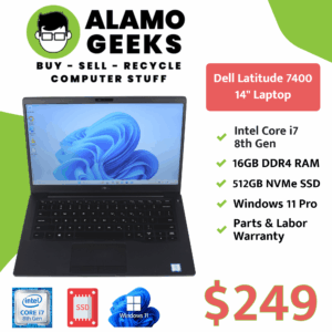 Dell Latitude 7400 14" Laptop - Intel Core i7 8th Gen | 16GB DDR4 | 512GB MVNe SSD | WIN 11