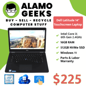 Dell Latitude E7470 14" Touchscreen Laptop - Intel Core i5 6th Gen | 16GB | 512GB NVMe SSD | WIN 11
