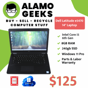Dell Latitude E5470 14" Laptop - Intel Core i5 6th Gen | 8GB | 240GB SSD | WIN 11