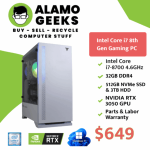 eSports Gaming PC | Intel Core i7-8700 4.6GHz | 32GB RAM | 512GB NVME SSD | NVIDIA RTX 3050 GPU