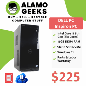 Dell Inspiron Tower PC - Intel Core i5 8th Gen | 16GB | 512GB NVMe SSD | WiFi | WIN 11