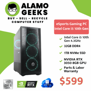 eSports Gaming PC - Intel Core i5-10400 4.3GHz | 32GB RAM | 1TB NVME SSD | NVIDIA RTX 3050 8GB