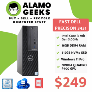 Dell Precision 3431 SFF PC - Intel Core i5 9th Gen 3GHz | 16GB DDR4 | 512GB NVMe SSD | NVIDIA GPU