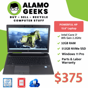 HP ZBook 15.6" Laptop - Intel Core i7 8th Gen | 32GB | 512GB NVMe SSD | NVIDIA GPU | WIN 11