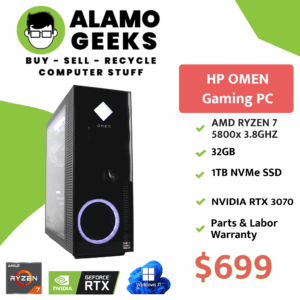 HP OMEN Gaming PC - AMD RYZEN 7 5800x 3.8GHz | 32GB DDR4 | 1TB NVMe SSD | NVIDIA RTX 3070
