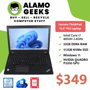 Lenovo ThinkPad P52 15.6" Laptop - Intel Core i7 8th Gen | 32GB RAM | 512GB NVMe SSD | NVIDIA GPU