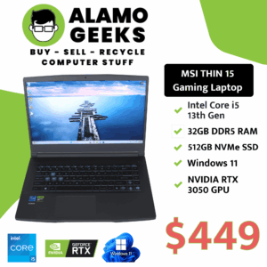 MSI 15.6" Gaming Laptop - Intel Core i5 13th Gen | 32GB DDR5 | 512GB NVMe SSD | NVDIA RTX GPU