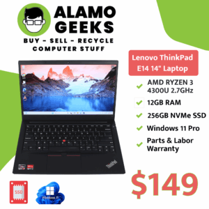 Lenovo ThinkPad E14 Gen 2 14" Laptop - AMD RYZEN 3 | 12GB | 256GB NVMe SSD | WIN 11