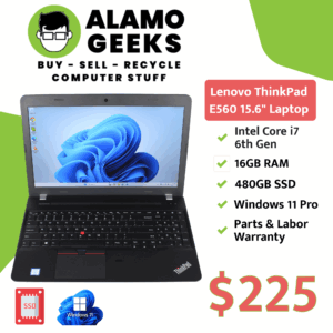 Lenovo ThinkPad E560 15.6" Laptop - Intel Core i7-6th Gen 2.3GHz | 16GB | 480GB SSD | WIN 11