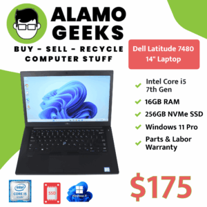 Dell Latitude 7480 14" Laptop - Intel Core i5 7th Gen 2.4GHz | 16GB RAM | 256GB NVMe SSD | WIN 11