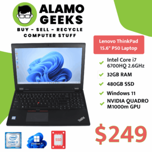 Lenovo ThinkPad P50 15.6" Laptop - Intel Core i7 6th Gen | 32GB RAM | 480GB SSD | NVIDIA GPU