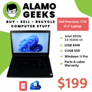 Dell Precision 17.3" Laptop - Intel Xeon 2.9GHz | 32GB | 512GB NVMe SSD | NVIDIA GPU