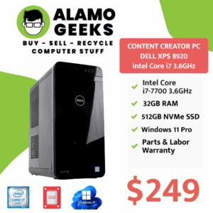 Dell XPS 8920 PC - Intel Core i7-7700 3.6GHz | 32GB | 512GB NVMe SSD | WiFi | WIN 11