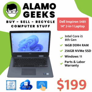 Delll Inspiron 14" 2-in-1 Touchscreen Laptop - Intel Core i5 8th Gen | 16GB | 256GB NVMe SSD