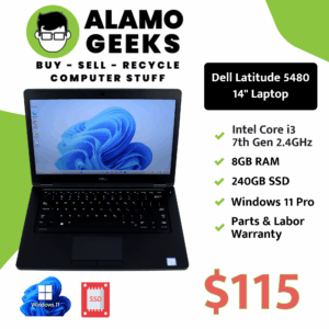 Dell Latitude 5480 14" Laptop - Intel Core i3-7100u 2.4GHz | 8GB | 240GB SSD | WIN 11