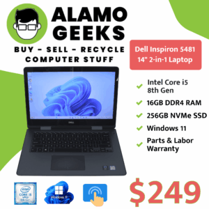 Dell Inspiron 14 2-in-1 Laptop - Intel Core i5 8th Gen | 16GB | 256GB NVMe SSD | WIN 11