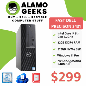 Dell Precision 3431 SFF PC - Intel Core i7 8th Gen 3.2GHz | 32GB DDR4 | 512GB NVMe SSD | NVIDIA GPU