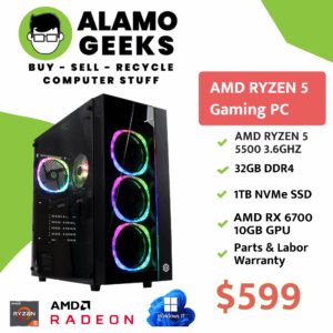 Custom Gaming PC - AMD Ryzen 5 5500 3.6GHz | 32GB | 1TB NVMe SSD | AMD RX 6700 10GB GPU