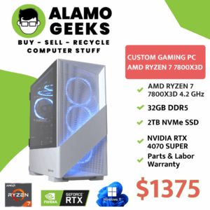 Custom Gaming PC - AMD RYZEN 7 7800X3D 4.2GHz , 32GB DDR5, 2TB NVMe SSD, NVIDIA RTX 4070 SUPER