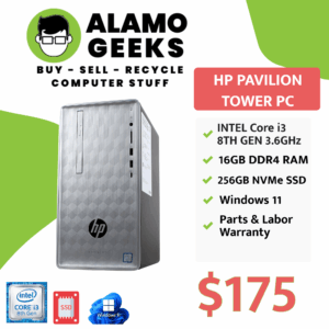 HP Pavilion Tower PC - Intel Core i3 8th Gen 3.6GHz | 16GB | 256GB NVMe SSD | WiFi