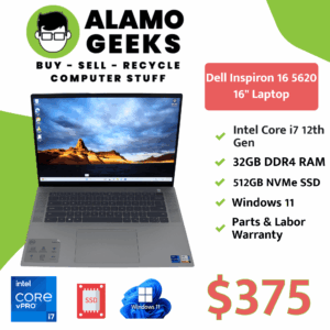 Dell Inspiron 16 5620 Laptop - Intel Core i7 12th Gen | 32GB | 512GB NVMe SSD | WIN 11