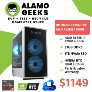 HP Omen Gaming PC - AMD RYZEN 7 8400f 4.1GHz , 32GB DDR5, 1TB NVMe SSD, NVIDIA RTX 5060 Ti