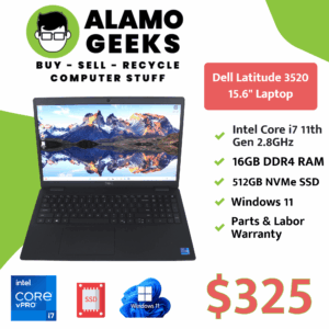 Dell Latitude 3520 15.6" Laptop - Intel Core i7 11th Gen 2.8GHz | 16GB | 512GB NVMe SSD | WIN 11