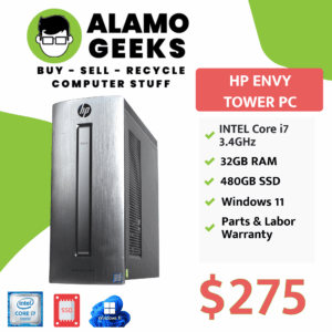 HP ENVY Tower PC - Intel Core i7 3.4GHz | 32GB | 480GB SSD | WiFi | WIN 11