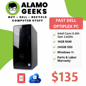 Dell Inspiron PC - Intel Core i3-6100 3.7GHz | 16GB | 240GB SSD | WiFi | WIN 11