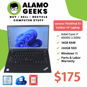 Lenovo ThinkPad X1 Carbon 14" Laptop - Intel Core i7 6th Gen | 8GB | 240GB SSD | Win 11