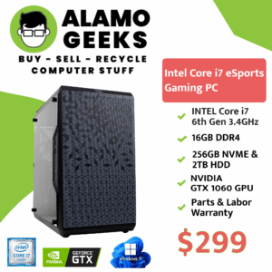 Custom eSports Gaming PC - Intel Core i7-6700 3.4GHz | 16GB RAM | 256GB NVME SSD | NVIDIA GTX 1060