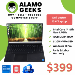 Dell Vostro 15.6" Laptop - Intel Core i7 12th Gen 4.7GHz | 16GB | 512GB NVMe SSD | WIN 11 PRO