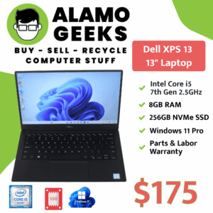 Dell XPS 13 Laptop - Intel Core i5 7th Gen 2.5GHz | 8GB | 256GB NVMe SSD | WIN 11