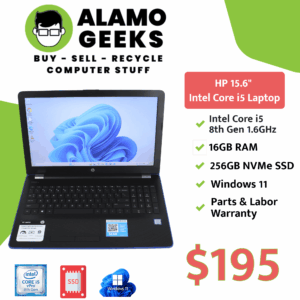 HP 15.6" Laptop - Intel Core i5 8th Gen | 16GB DDR4 | 480GB SSD | WIN 11