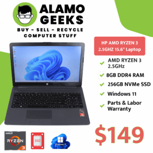HP 255 G7 15.6" Laptop - AMD RYZEN 3 2.5GHz | 8GB | 256GB NVMe SSD | WIN 11