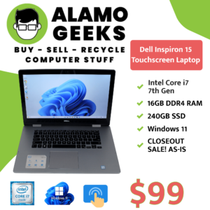 Dell Inspiron 15 Touchscreen Laptop - Intel Core i7 | 16GB | 240GB SSD | WIN 11 - CLOSEOUT SALE!