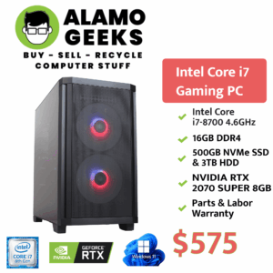 Custom Gaming PC | Intel Core i7-8700 4.6GHz | 16GB RAM | 500GB NVME SSD | NVIDIA RTX 2070 SUPER