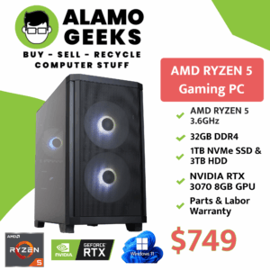 Custom Gaming PC | AMD RYZEN 5 3.6GHz | 32GB RAM | 1TB NVME SSD | NVIDIA RTX 3070