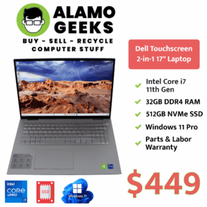 Dell 2-in-1 17.3" Touchscreen Laptop - Intel Core i7 11th Gen | 32GB | 512GB NVMe | NVDIA GPU
