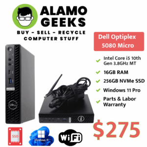 Dell Optiplex 5080 Micro PC - Intel Core i5-10600T 3.8GHz Max Turbo | 16GB | 256GB NVMe SSD