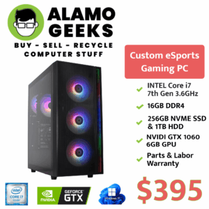 eSports Gaming PC - Intel Core i7 3.6GHz | 16GB DDR4 | 256GB NVME SSD & 1TB HDD | NVIDIA GTX 1060 GPU