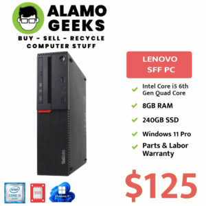 Lenovo ThinkCentre M800 SFF PC - Intel Core i5 6th Gen Quad Core | 8GB | 240GB SSD | WIN 11
