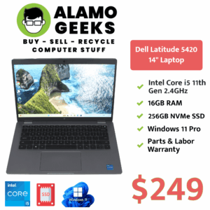 Dell Latitude 5420 14" Laptop - Intel Core i5 11th Gen 2.4GHz | 16GB RAM | 256GB NVMe SSD | WIN 11