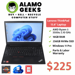 Lenovo ThinkPad E595 15.6" Laptop - AMD Ryzen 5 3500U | 16B | 256GB NVMe SSD | WIN 11