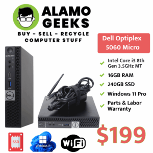 Dell Optiplex 5060 Micro PC - Intel Core i5-8500T 3.5GHz Max Turbo | 16GB | 240GB SSD | WIN 11