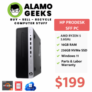 HP EliteDesk SFF PC - AMD RYZEN 5 3.6GHz | 16GB DDR4 | 256GB NVMe SSD | WIN 11