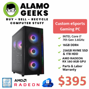 eSports Gaming PC - Intel Core i7 3.6GHz | 16GB DDR4 | 256GB NVME SSD & 1TB HDD | AMD RADEON 8GB GPU
